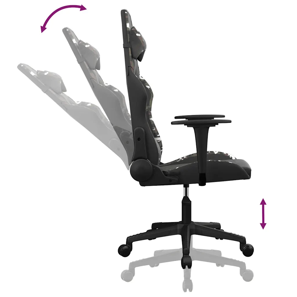 Sedia da Gaming Massaggiante Nero e Mimetico in Similpelle
