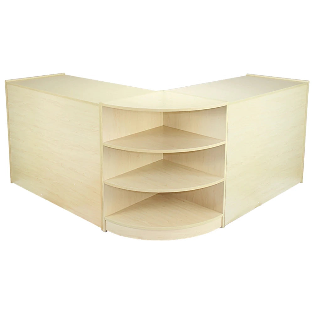 Set Venus con 3 Banconi da Negozio e Reception con Finitura in Acero Laminato