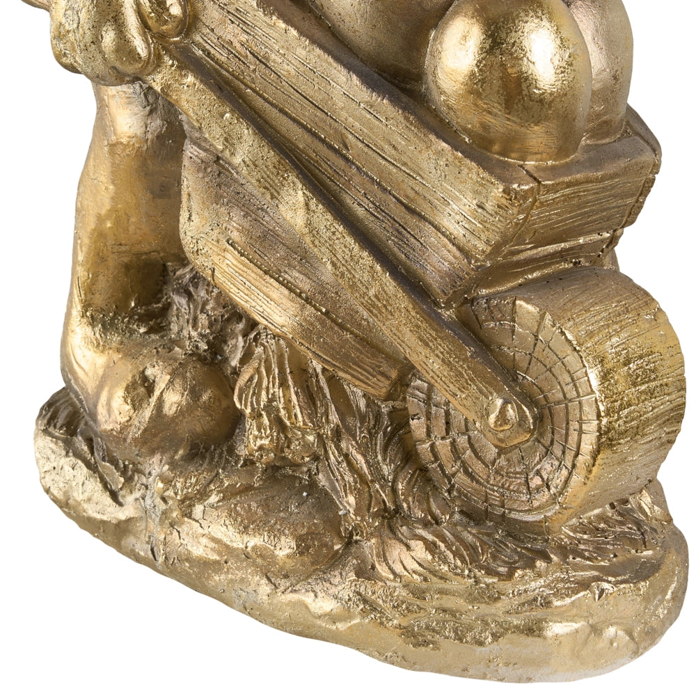 Statuetta da giardino in oro MgO 72 cm coniglio pasquale realizzata a mano decorazione per interni ed esterni con carriola tema primaverile