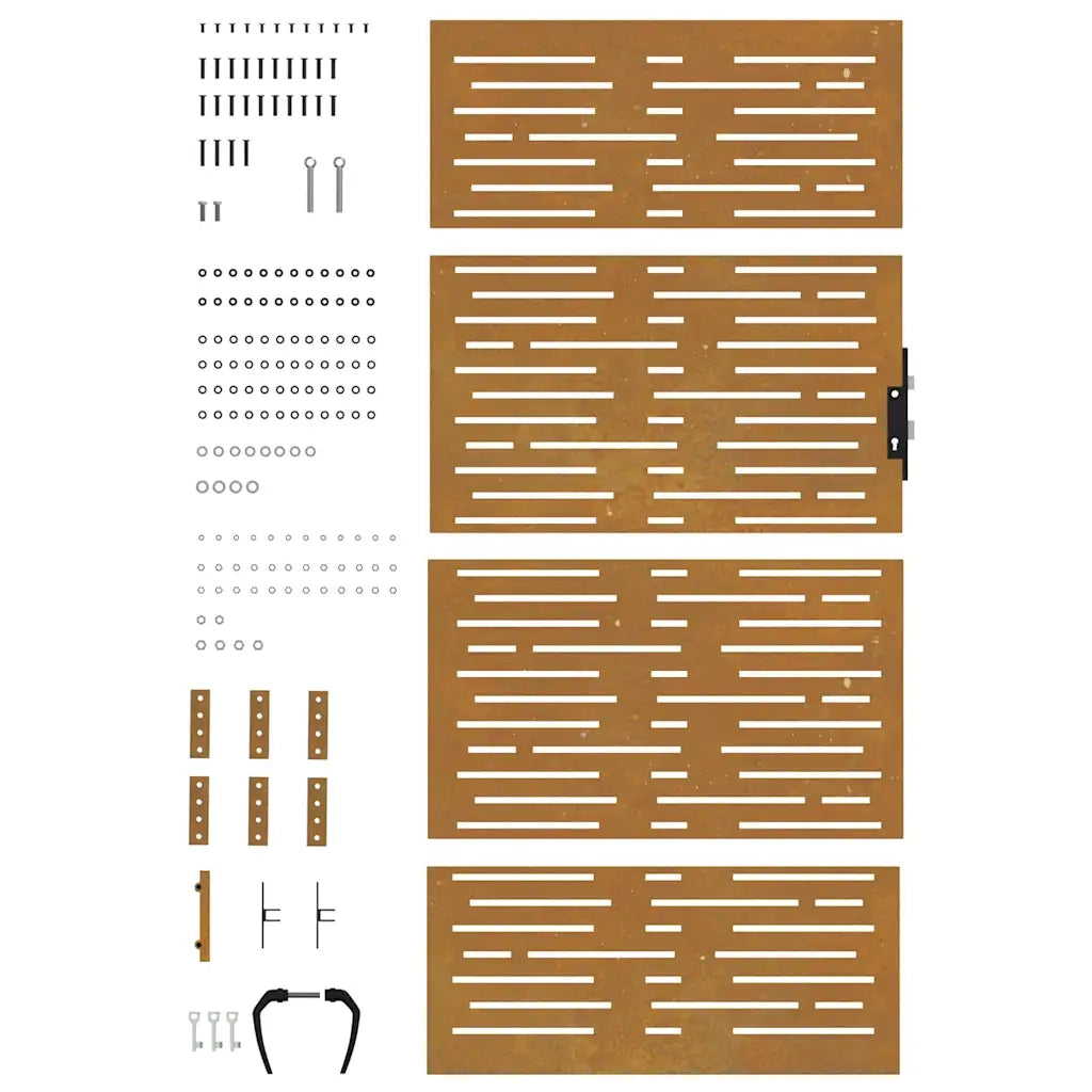 Cancello da giardino 85x175 cm in acciaio Corten design quadrato 153248