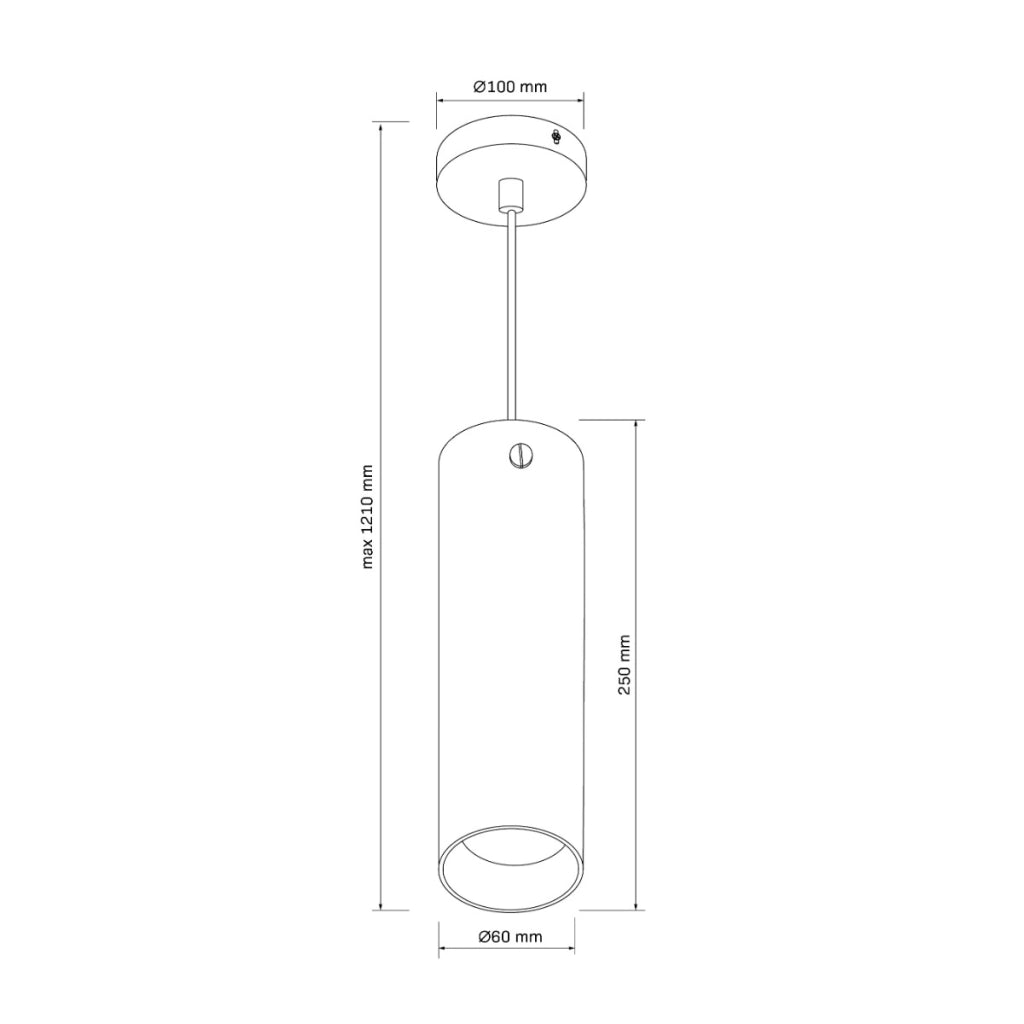 Lampada sospensione tubo nero vetro smoky GU10 Polux