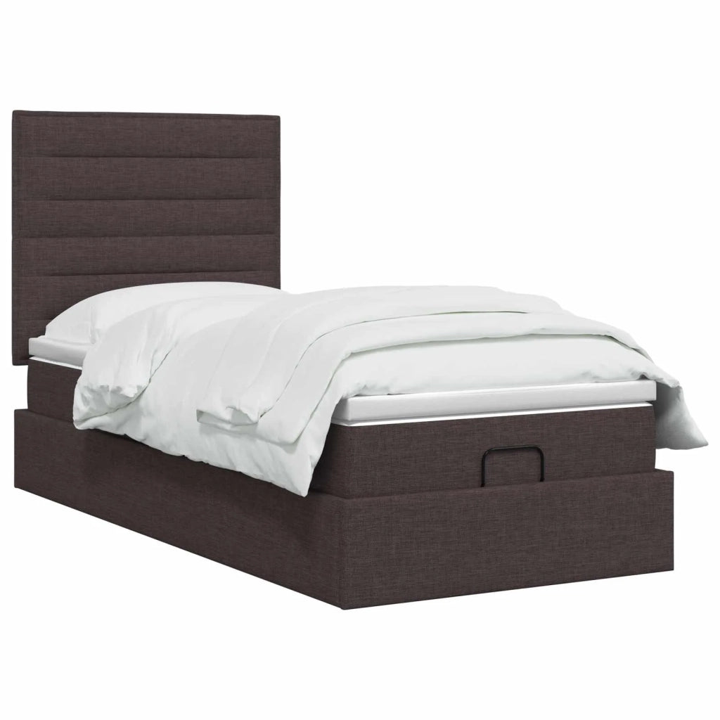 Letto ottomano con materasso Marrone Scuro 100 x 200 cm Tessuto 3457386