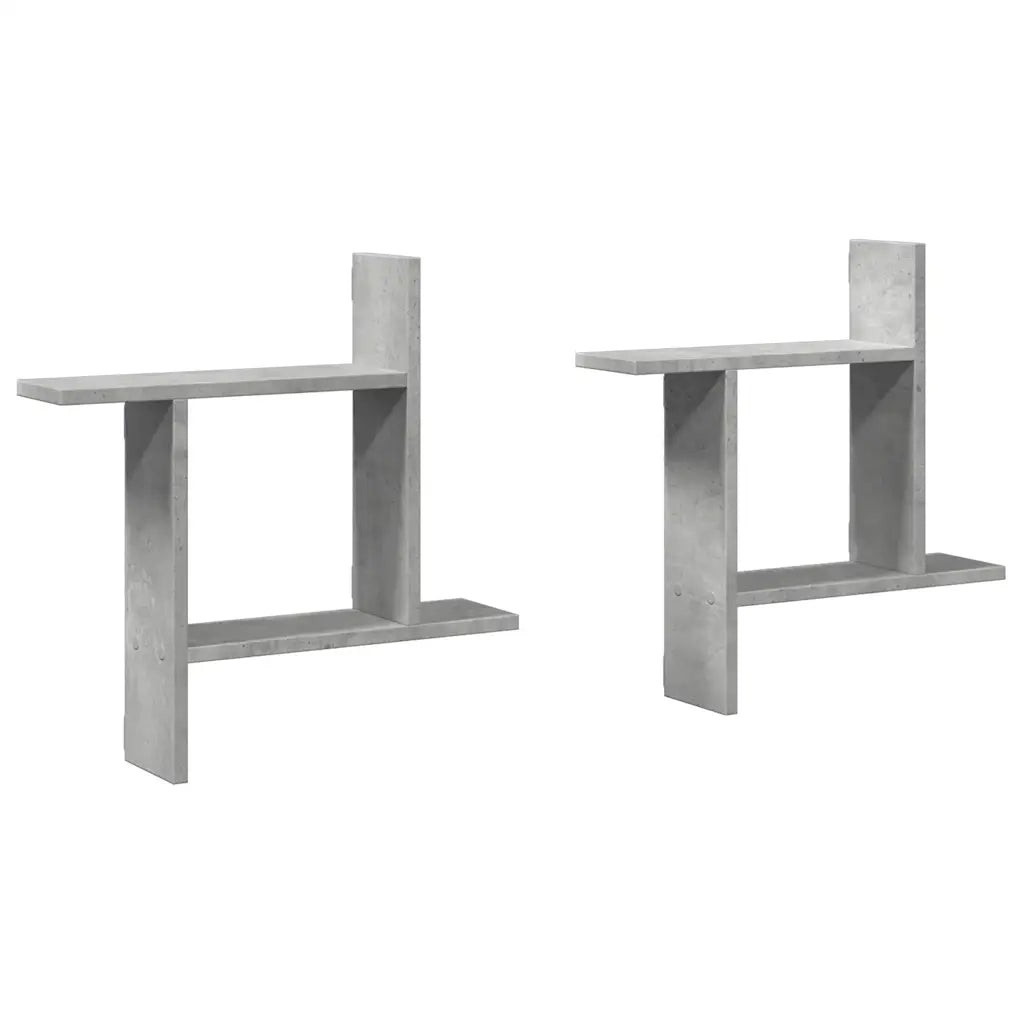 2 pz Mensole a Muro | Scaffale Parete | Ripiano a parete Grigio Cemento 50x12x50 cm in Truciolato