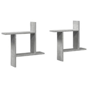 2 pz Mensole a Muro | Scaffale Parete | Ripiano a parete Grigio Cemento 50x12x50 cm in Truciolato