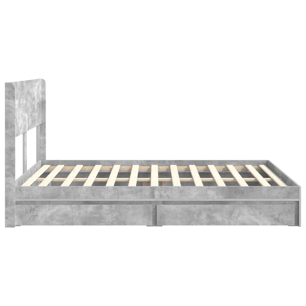 Struttura del letto con stoccaggio e testata-Giroletto con contenitore Grigio Cemento 466161