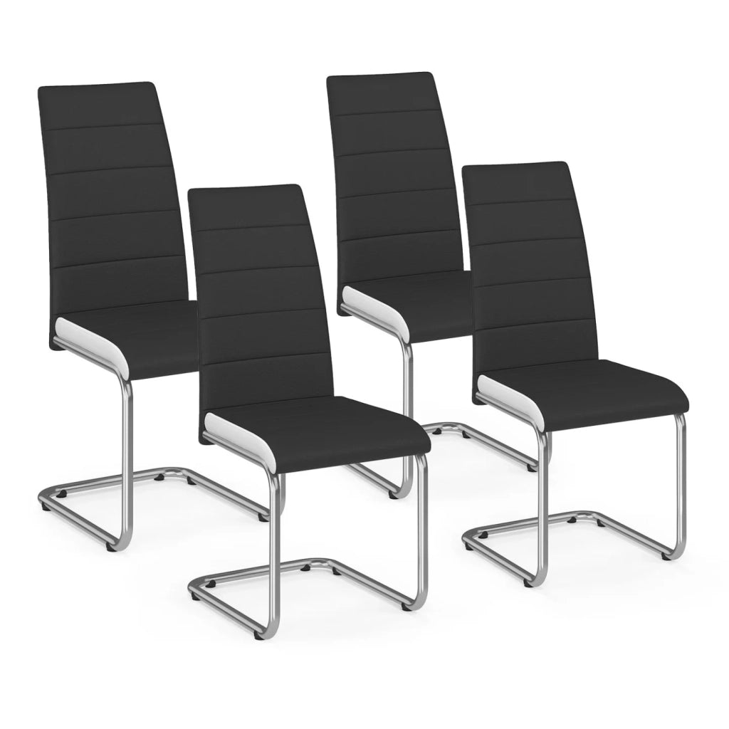 IDMarket - Set di 4 sedie da pranzo nere con fascia bianca per la sala da pranzo MIA