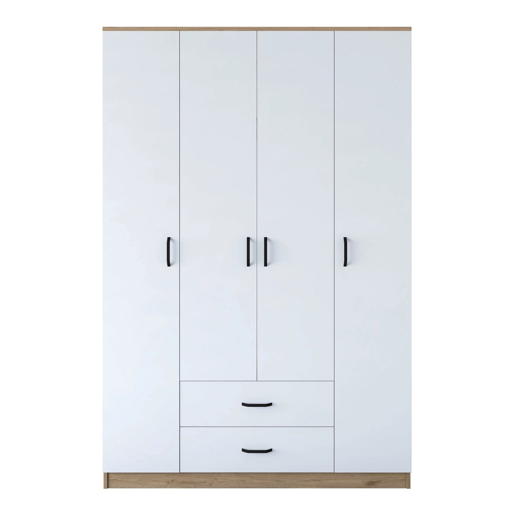 Armadio Camera da Letto Lavello, Guardaroba Grande 11 Ripiani, 140x210h cm Bianco