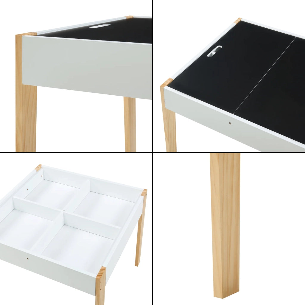 Set tavolo e 2 sedie per bambini bianco naturale nero 03_0009454