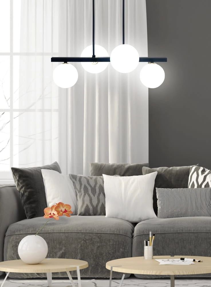 Lampadario Candellux Kama 4xG9 28W nero bianco vetro