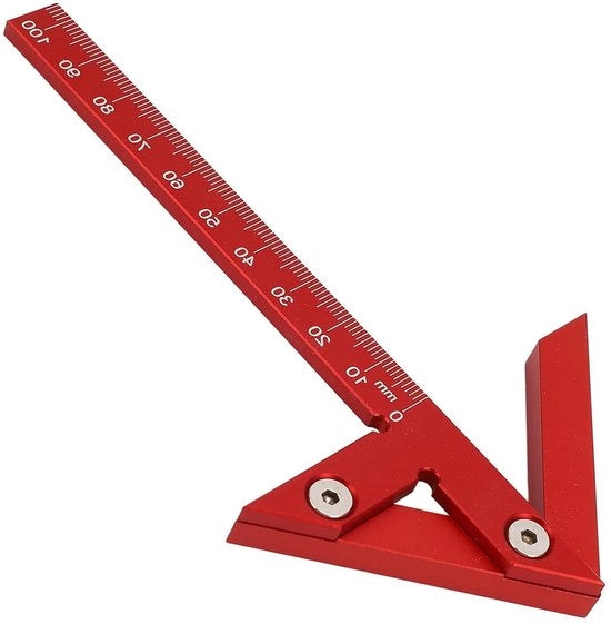 Houtbewerking - Scribe per Aluminium - Angoli 45° e 90° - Linea di Taglio per Angoli Rettilinei - 105mm Scala - Strumento per Misurare il Legno - Trovare il Centro