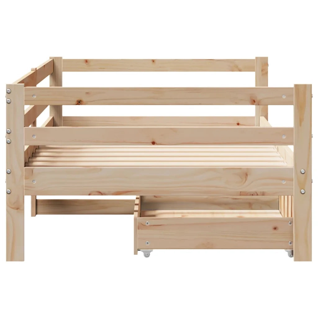 Dormeuse con Cassetti 90x200 cm Legno Massello Pino