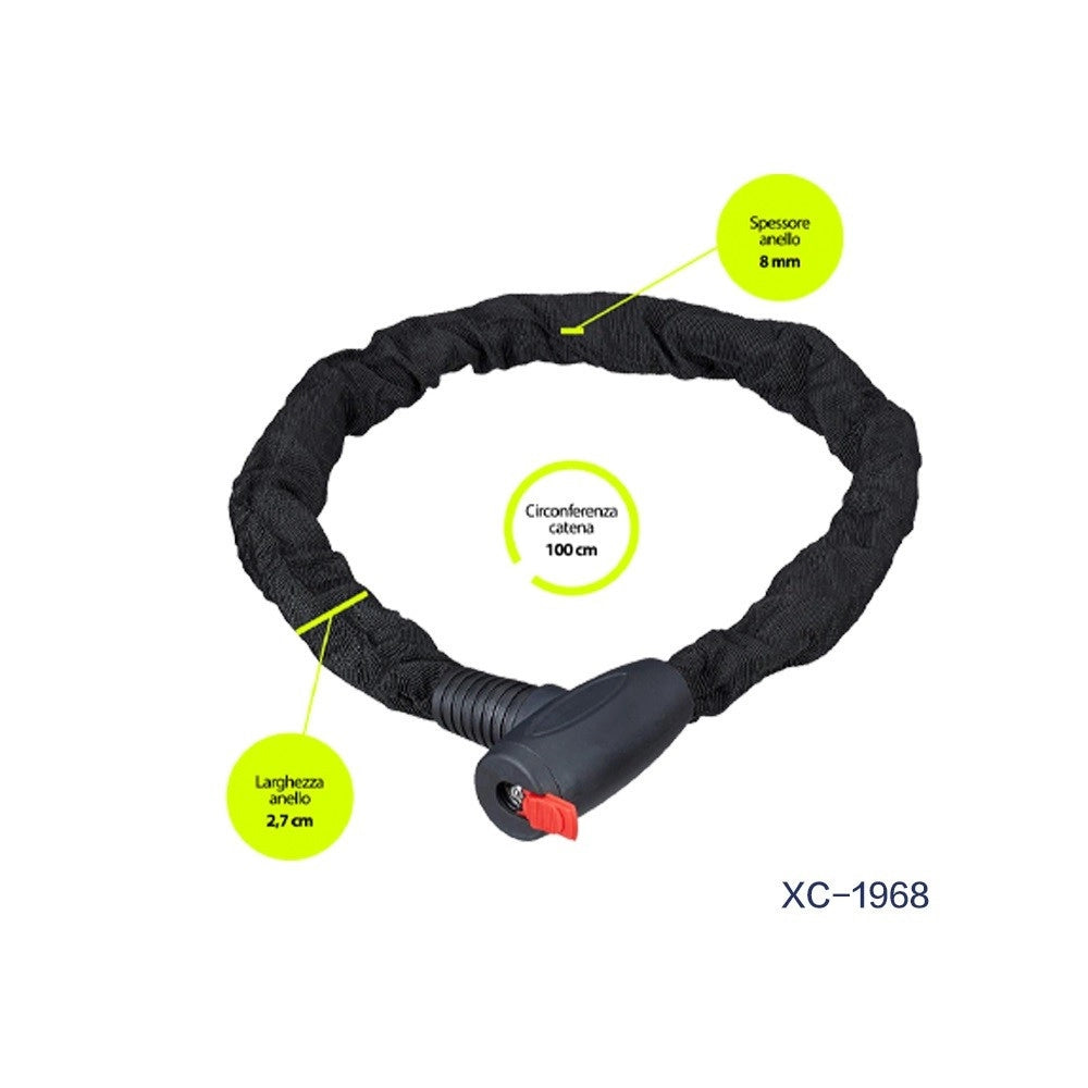 Trade Shop - Catena Lucchetto Antifurto In Acciaio Con Rivestimento In Nylon Moto Bici Xc-1968 -