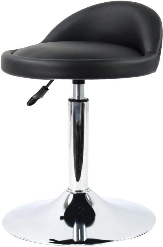 Sedia con schienale in pelle PU bassa, regolabile in altezza - per barbieri, officina, cucina - nero