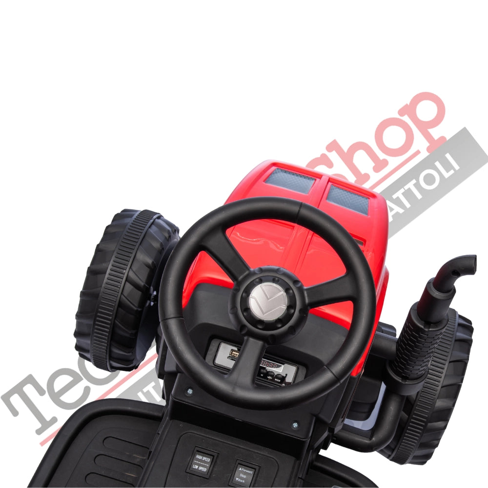 Tecnobike Shop - Trattore Elettrico Per Bambini  con Rimorchio 12V-Rosso