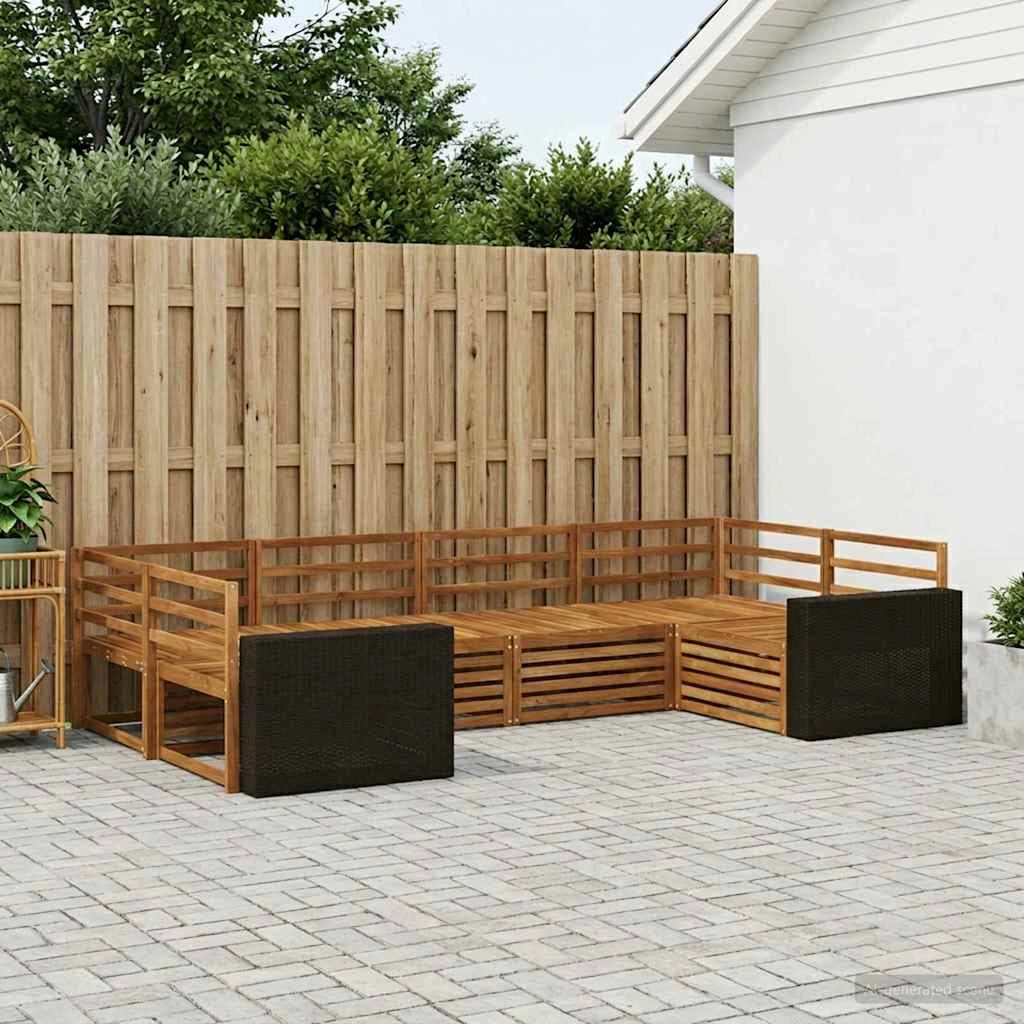 Set di divani da esterno 6 pz Naturale Legno di Acacia Massello 3383782