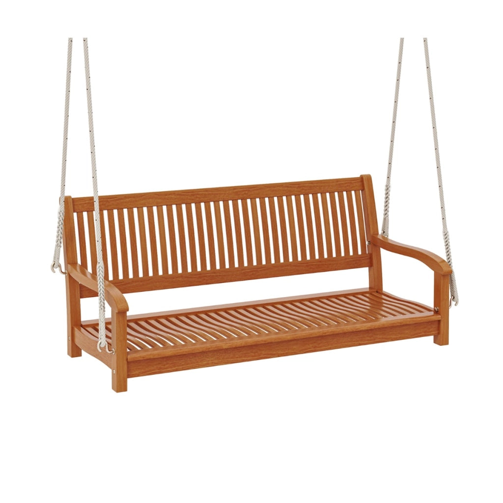 Amaca da veranda con ganci e corde per sospensione in legno a 2 posti, Amaca da veranda in legno di acacia Naturale-Dondoli