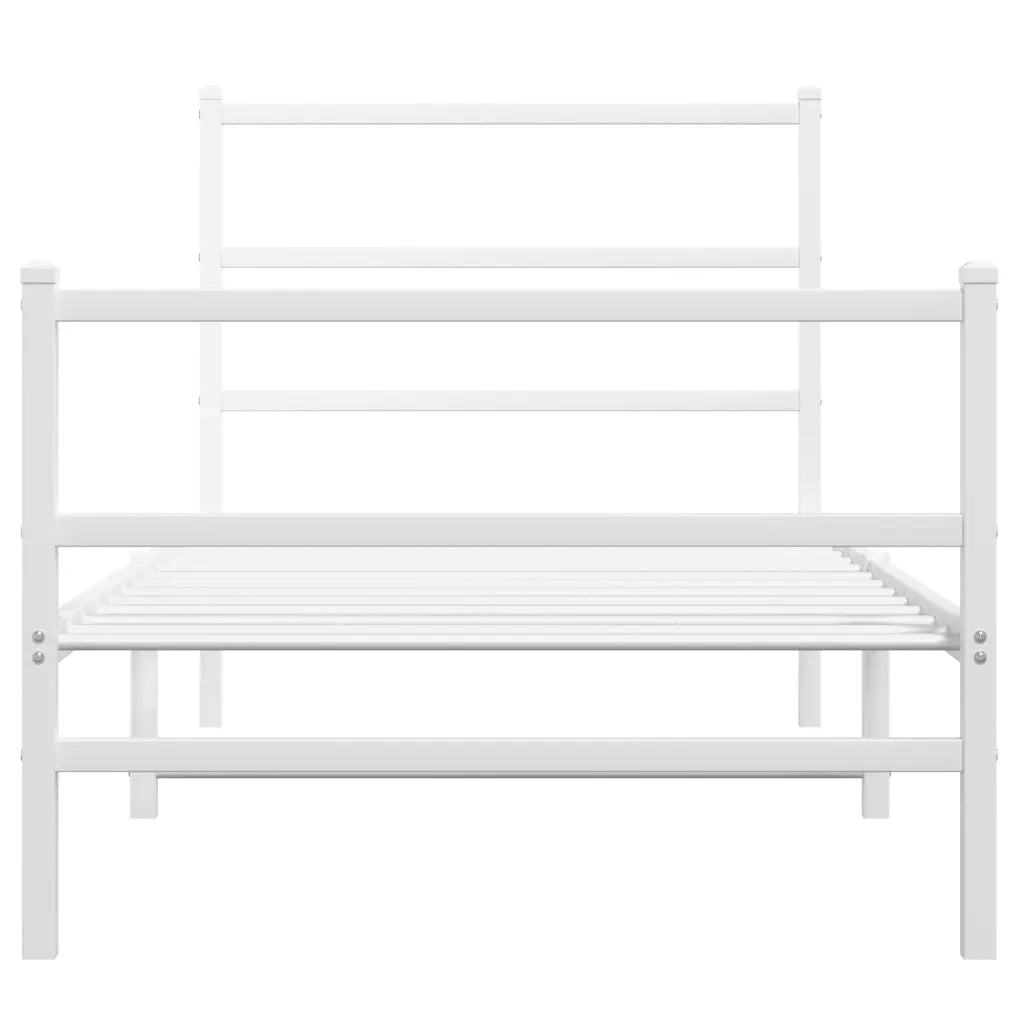Giroletto con Testiera e Pediera Metallo Bianco 90x190 cm 355424