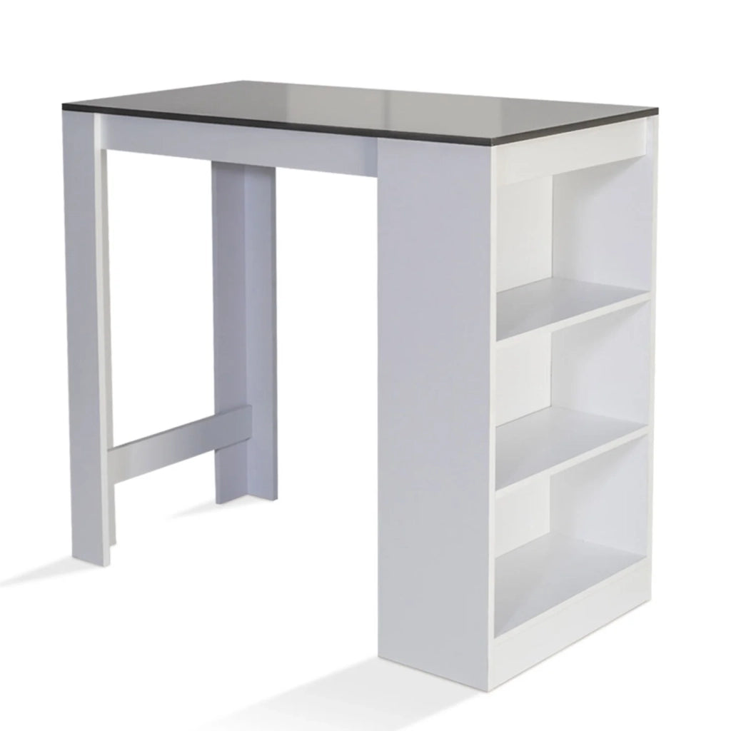 IDMarket - Tavolo alto da bar BARTH da 2 a 4 persone piano bianco legno grigio