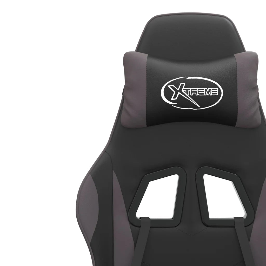 Sedia da Gaming Girevole Nera e Grigia in Similpelle 349571