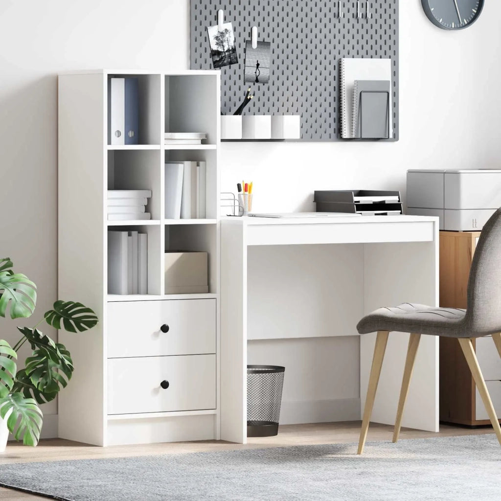Scrivania con cassetto con lo scaffale 2 pcs Bianco 3337361
