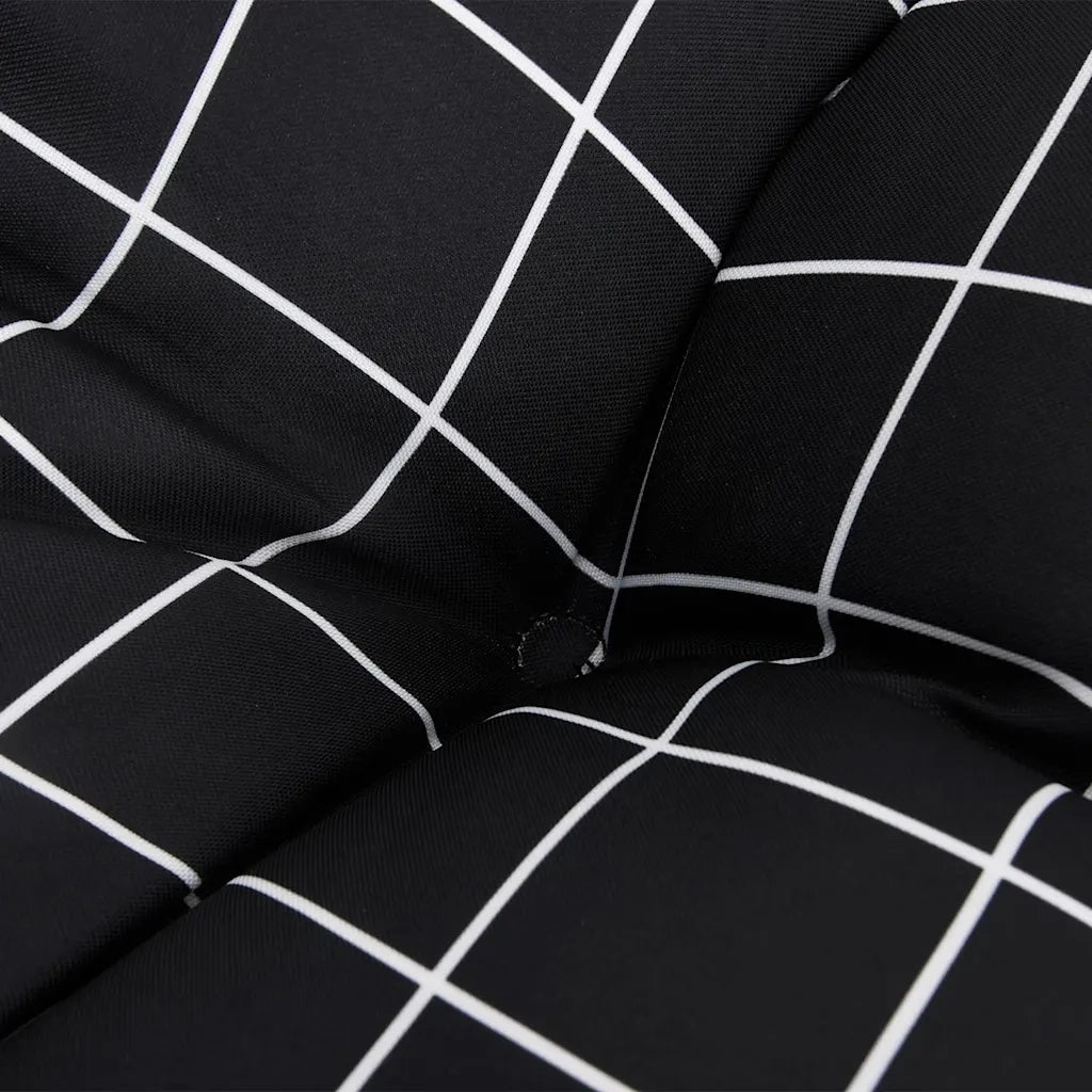 Cuscino Rotondo Nero Motivo a Quadri Ø 60x11cm Tessuto Oxford