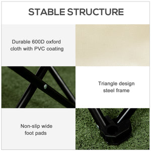 Sedia da Campeggio Pieghevole 61x54x66 cm con Borsa in Tessuto Oxford Bianca