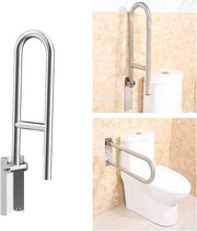 Maniglia di sostegno WC con chiusura di sicurezza pieghevole - adatta per disabili - bianca - acciaio - 1 pezzo