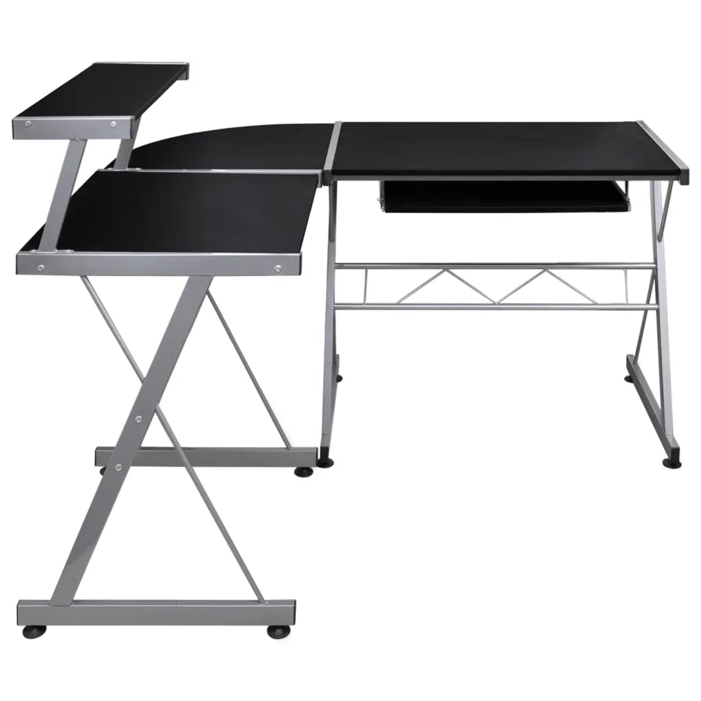 Scrivania Computer Angolare Nera 132x112x99cm Legno Multistrato cod mxl 66234