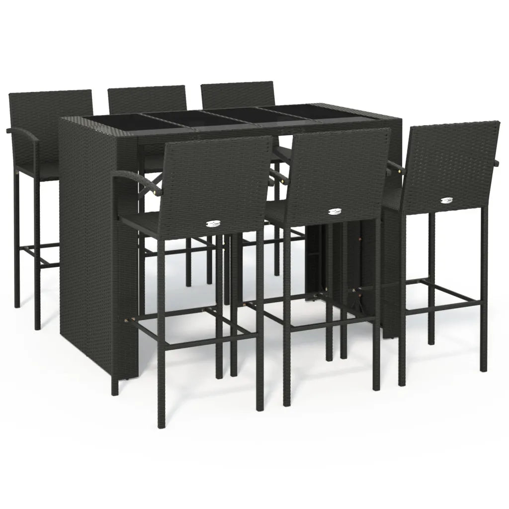Set da Bar da Giardino 7 pz Nero in Polyrattan 3187669