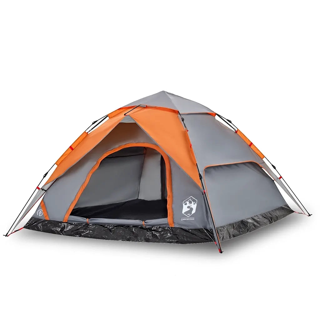 Tenda a Cupola 5 Persone-Tenda da campeggio Grigio e Arancione a Rilascio Rapido 817232