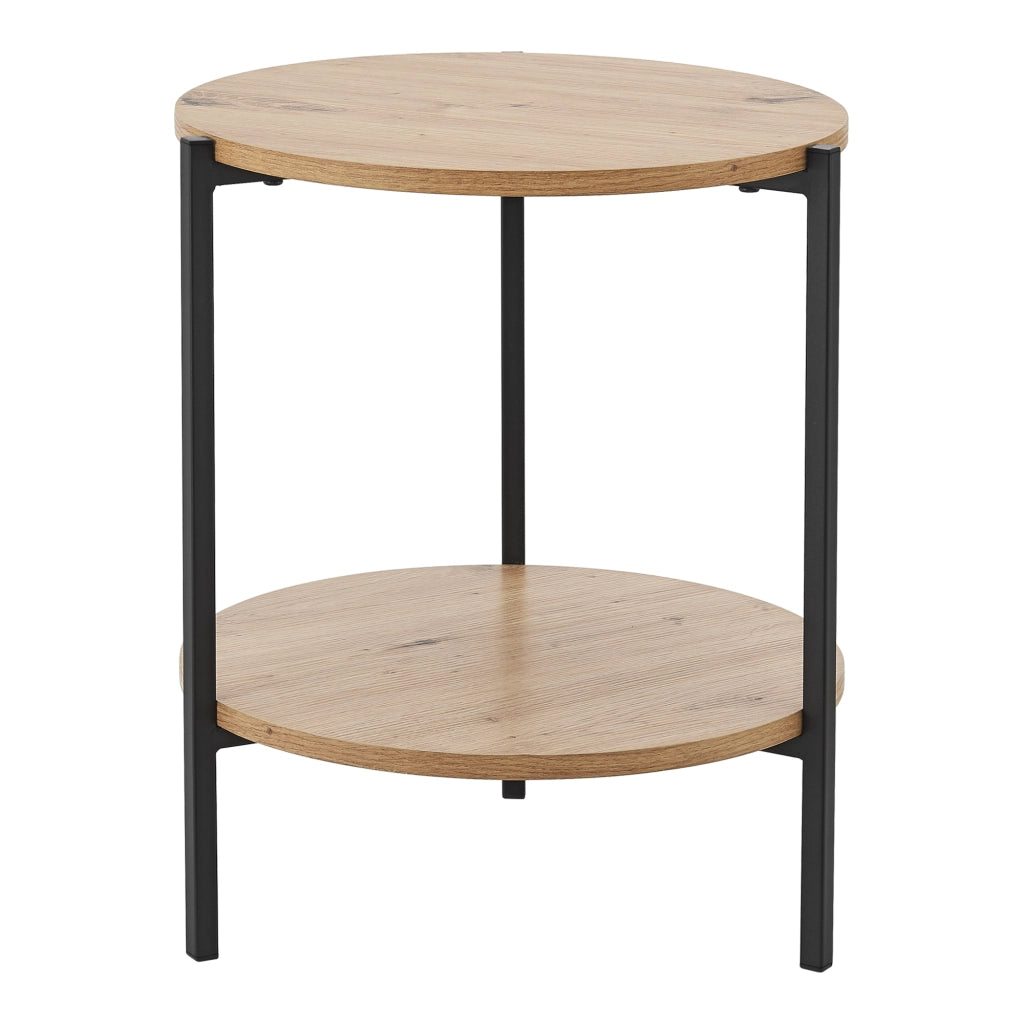 Tavolino Basso Kuopio a 2 Ripiani Rotondi Ø40cm Effetto Legno [en.casa]