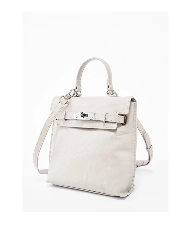 Zaino da viaggio da donna in vera pelle, colore bianco