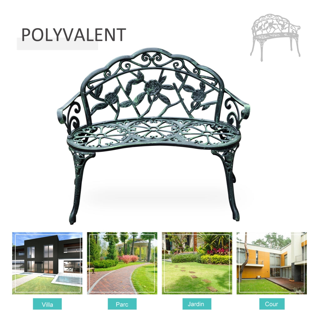 Panchina 2 Posti Giardino ¨C Zephmum ¨C Verde Fuso Alluminio 100x54x78 cm