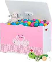 Cassetto di gioco per bambini - cassettiera con coperchio - 40 x 60 x 34 cm - MDF - camera da letto per bambini - rosa/bianco