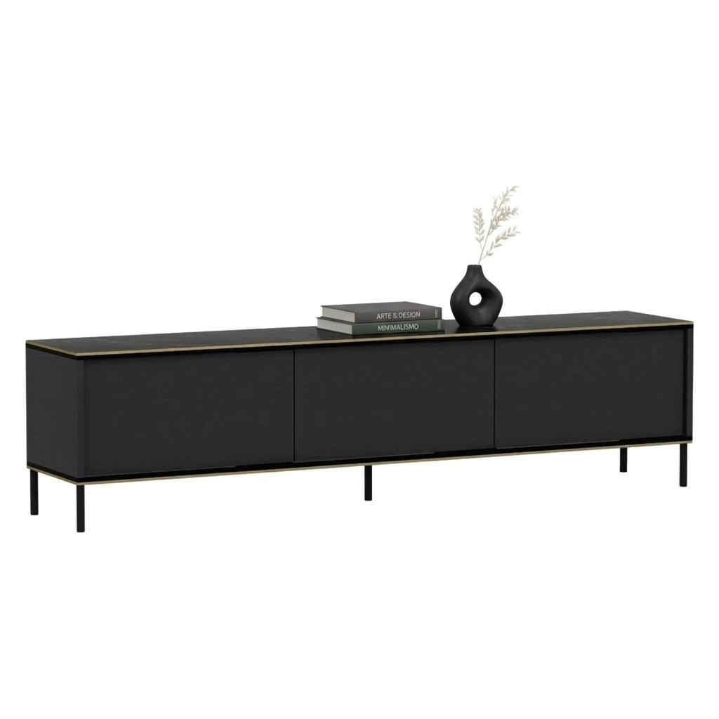 Vicchio, Mobile Porta tv 3 Ante, 180x35x45h cm Nero Antracite