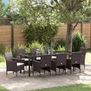Set da Pranzo da Giardino 9 Pezzi Marrone Polyrattan