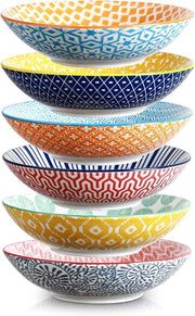 Set di 6 piatti in porcellana, 16 oz 8 pollici, adatto per microonde e forno, diverse colori