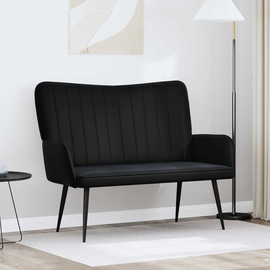 Sofa a Due Posti Nero 115 x 61 x 87 cm Velluto 42028965