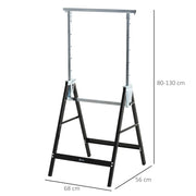 Cavalletto pieghevole regolabile in metallo nero 68x56x80-130 cm, portata 200 kg