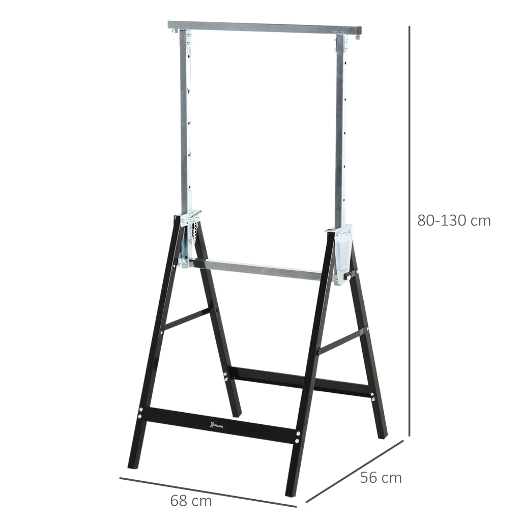 Cavalletto pieghevole regolabile in metallo nero 68x56x80-130 cm, portata 200 kg