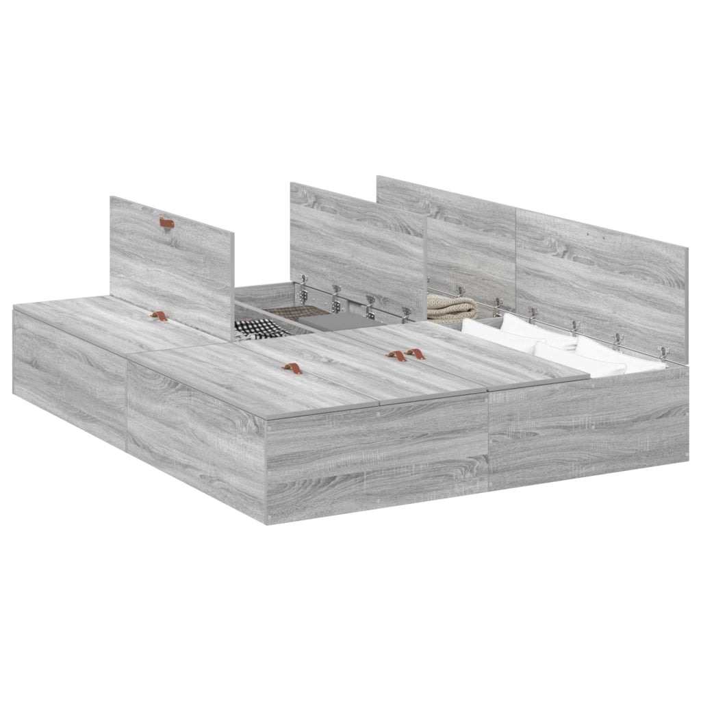 Struttura Letto con Contenitore  Grigio Sonoma 140x200 cm