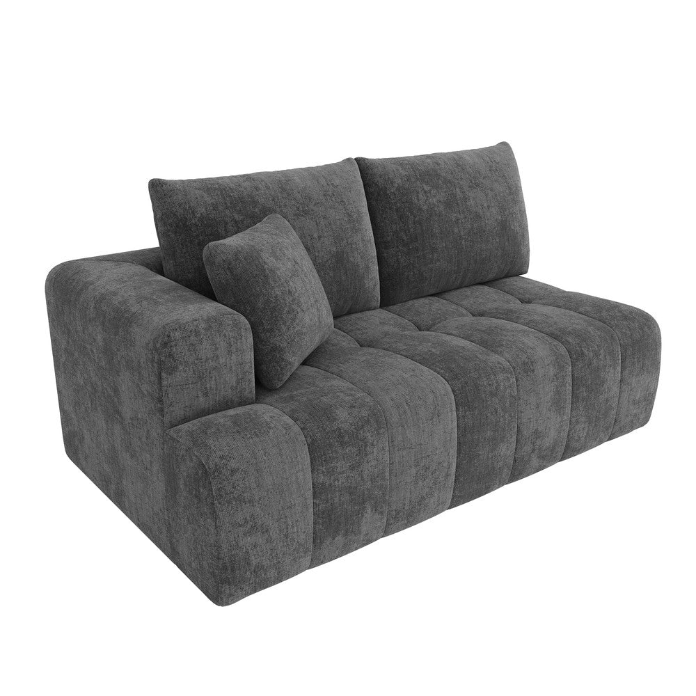 Divano Angolare Modulare ¨C Xylo ¨C Grigio, Tessuto Chenille, Design Basso