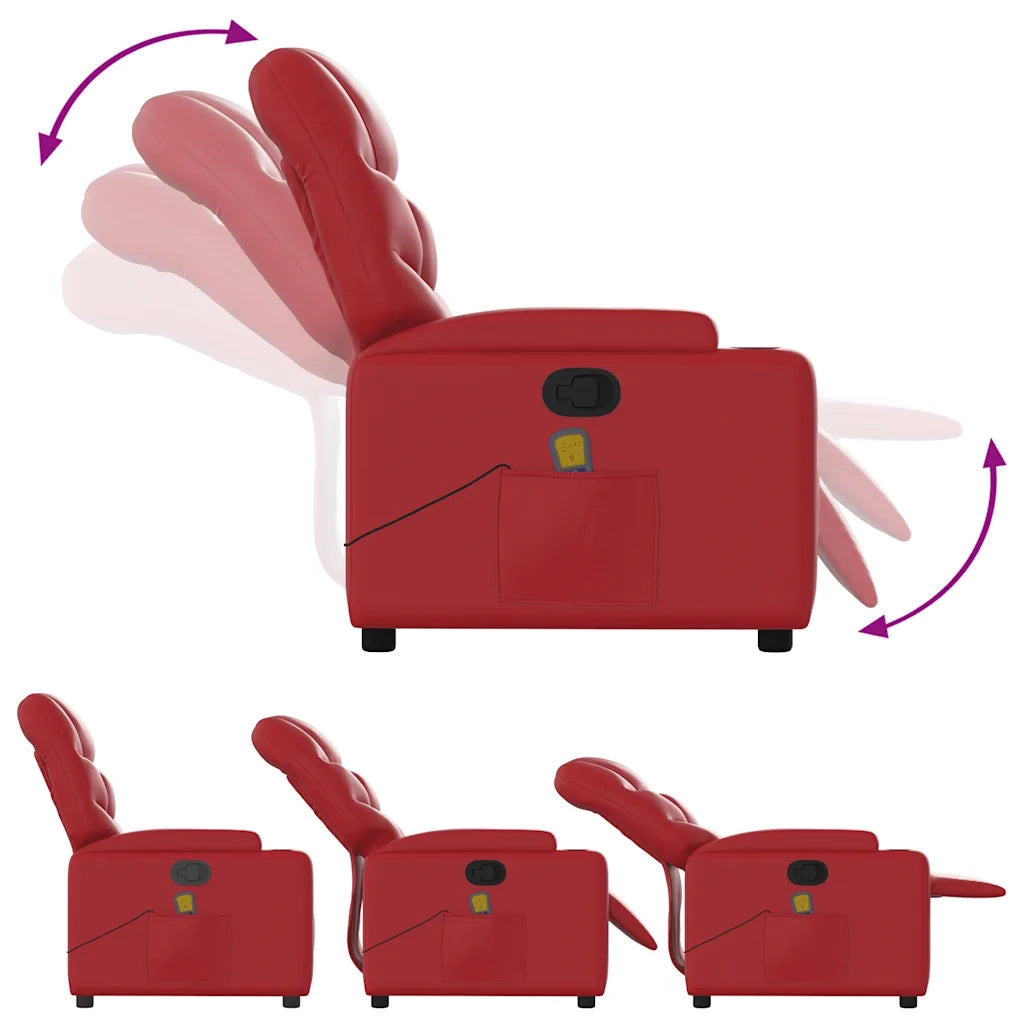 Divano Sedia-Poltrona Massaggiante Reclinabile Rossa in Similpelle 504073