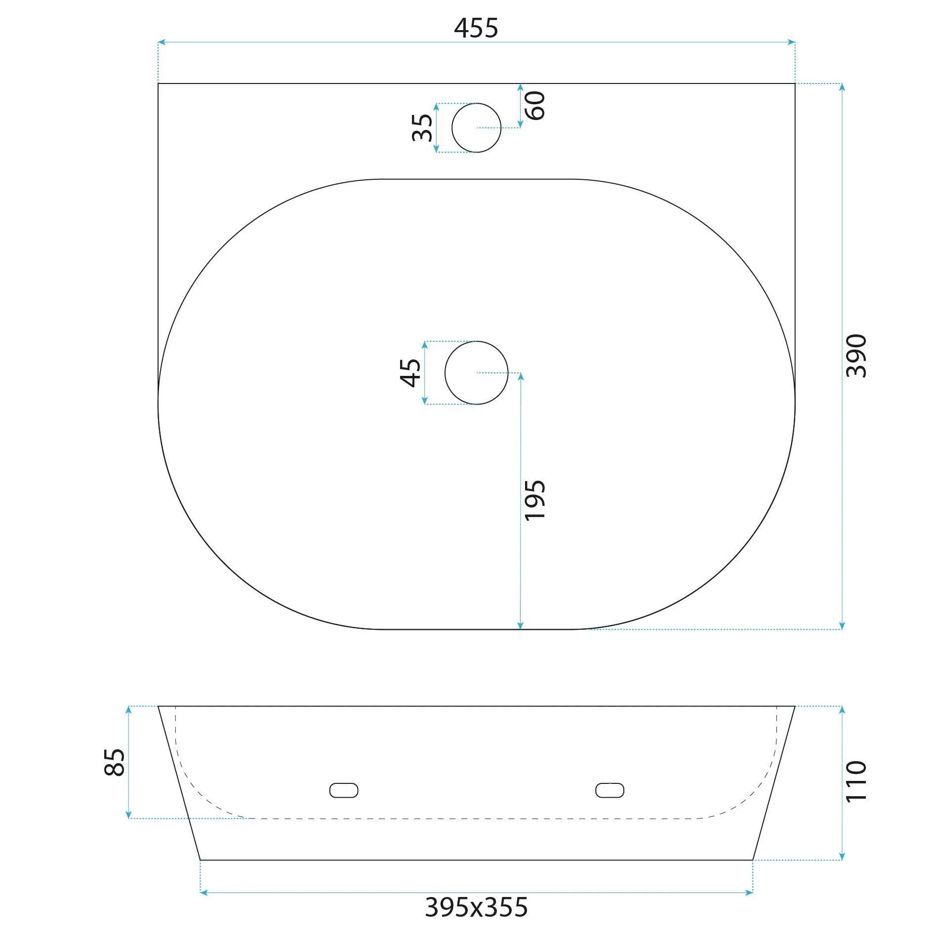 Lavabo Da Appoggio In Ceramica Rea Kim 46