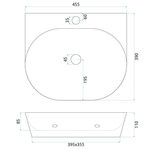Lavabo Da Appoggio In Ceramica Rea Kim 46