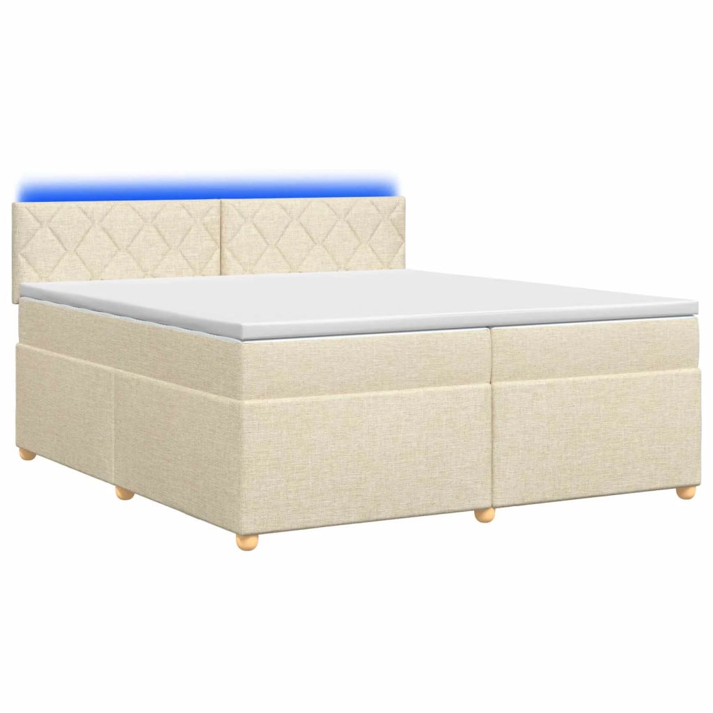 Letto box spring con materasso Crema 200 x 200 cm Tessuto 3452511
