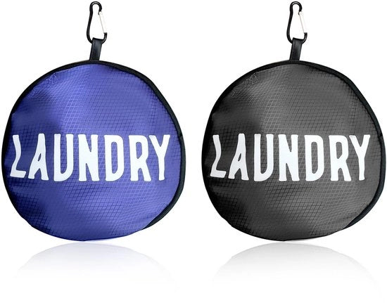 Set di 2 asciugamani pieghevoli, set di 2 valiglie pieghevoli, asciugamano con grande capacità, asciugamano con cordino per l'immagazzinamento di abbigliamento e giocattoli (nero, blu)