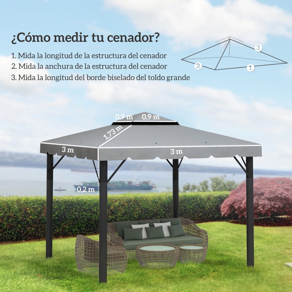 Copertura per gazebo 3x3 m ¨C zephmum ¨C grigio chiaro