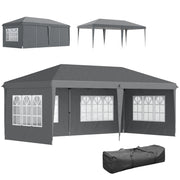 Padiglione circa 3x6m gazebo impermeabile pieghevole con 4 pareti laterali borsa da trasporto protettiva UV per finestre grigia