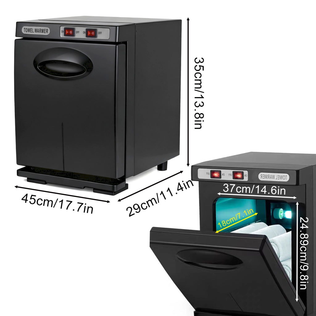 ZMH Scaldasalviette nero 5L scaldasalviette rotante a 360° asciugasalviette UV per saloni di bellezza e spa